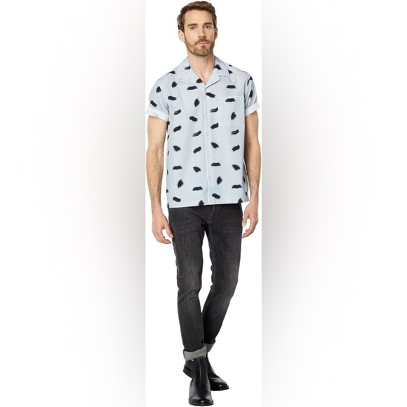 Ted baker Sourdo Short Sleeve Brush Stroke Print Shirt Ted Size 5/XL - Picture 4 of 4